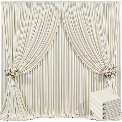 Suppromo 4 Panels Beige Backdrop Curtain for Baby Shower Wrinkle Free 20ft x 10ft Backdrop Drapes Panels for Parties Wedding Bridal Shower Birthday Photo Photography Fabric Background Decoration