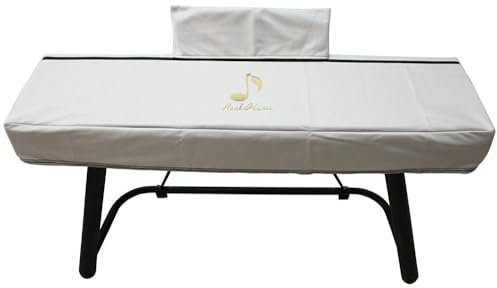 88 Key Piano Keyboard Cover Thick Dust-cover for Electronic Piano Digital Piano Minimalist Waterproof Anti-dust Cloth with Music Sheet Stand Cover (OffWhite)
