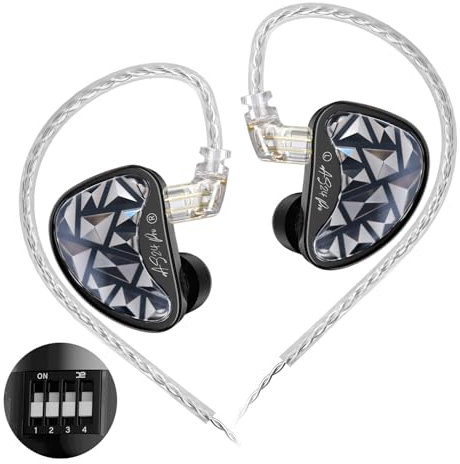 KZA COUSTICS AS24 PRO 24 Auricolari ad armatura bilanciata IEM in-ear monitor cuffie da studio con versione standard e tuning suono HiFi per musicisti audiofili (sintonizzazione senza microfono)
