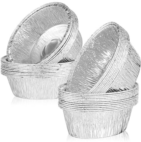 Zymjzbetic Lot de 40 moules Ronds en Aluminium for Cuisson au Four, Plats à Tarte, Plateaux for Aliments, Assiettes à Tarte, Service en Aluminium pour Cuisson Cuisson Rôtissage BBQ(12.1cm)