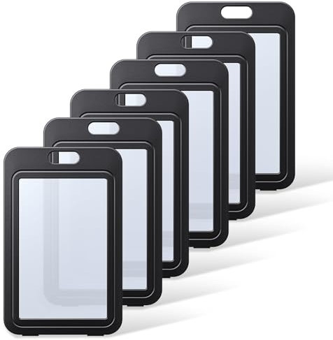 Uniclife Porta Badge ID con Finestre Bifacciali Custodia Verticale in Plastica Rigida Custodia Protettiva per Carte Nere per Ufficio Scuola Carte d'Credito Carte Chiave di Prossimità e Pass, 6 Pezzo