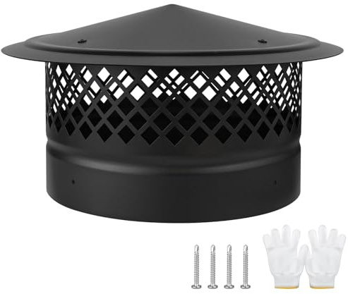Chimney Cap 10 Inch Round Chimney Cover with Screen,10 Inch Stove Pipe Cap | Roof Rain Cap 10 Inch Wood Stove Pipe Cap Topper Fireplace Exhaust Roof Vent Cover Outside-Galvanized Steel,Better Airflow