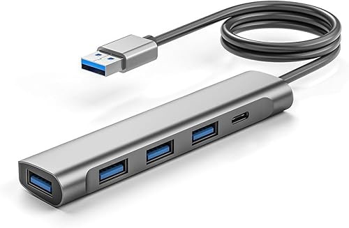 Hub USB C, mini adaptador multipuerto 5 en 1 con cable de 2 m
