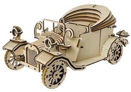 3D -Holzpuzzle -Auto -Modell - Klassiker Cabrio Car DIY | Vintage Car Model Kit 220 Stücke | Retro zusammengebautes Puzzlespielzeug | Holzauto -Kit für Erwachsene Männer Frauen Sammler