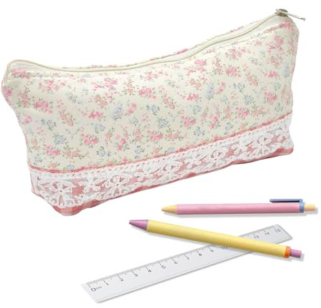 TODAYME Federmäppchen für Schule Büro, Federtasche mit Reißverschluss, Mäppchen mit Aesthetic Blumen, federmappe etui Schule groß Kapazität，Pencil Case für Mädchen Kosmetiktasche (Doppelte Blumen)