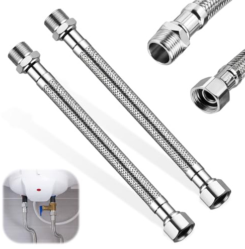 2 Stück Verlängerung Wasseranschluss,Panzerschlauch 3/8 Zoll,Flexschlauch 3/8,Wasserhahn Schlauch,Anschlussschlauch Armatur,Flexibler Armaturenschlauch für WC Spülkasten Eckventil Küchenarmatur Bad