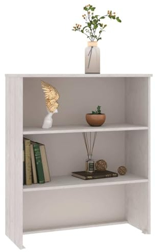Tonture HAMAR Highboard-Oberteil, Weiß 85x35x100 cm, Massivholz Kiefer, Aufsatz mit 2 Böden, Robuster Stauraum für Wohnzimmer, Esszimmer, Flur