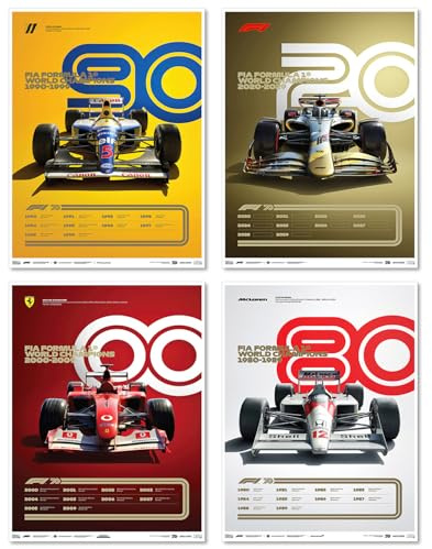 Cunegra 4 Stück Auto Poster für F1-Fans, Auto Bilder Für Die Wand, Zimmer Deko Jungs, Car Poster für Jungen und Männer, Ohne Rahmen, Geschenk Für Autoliebhaber, 20x30CM