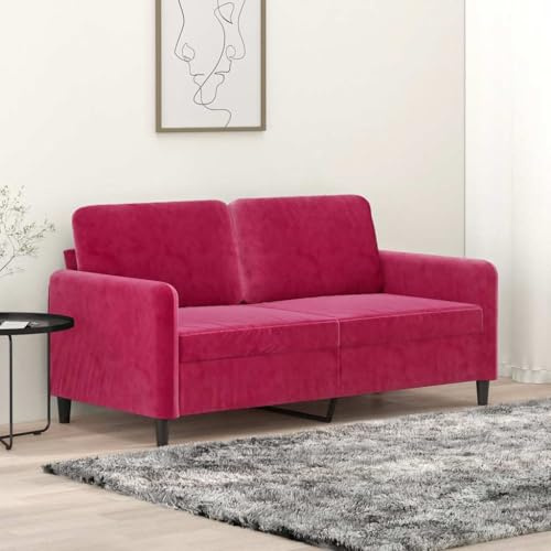 Keeushr 2-Sitzer-Sofa in Weinrot 140 cm Samt Sofa rotes Polstermöbel mit robustem Metallgestell und bequemer Polsterung für Wohnzimmer