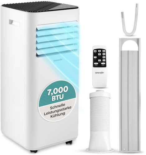 SereneLife Condizionatore Portatile 7000 BTU, Climatizzatore Portatile con Raffreddamento, Deumidificatore e Ventilatore, Pinguino Condizionatore, 28 m², Timer 24h, 54 dB, Casa, Ufficio e Scuola