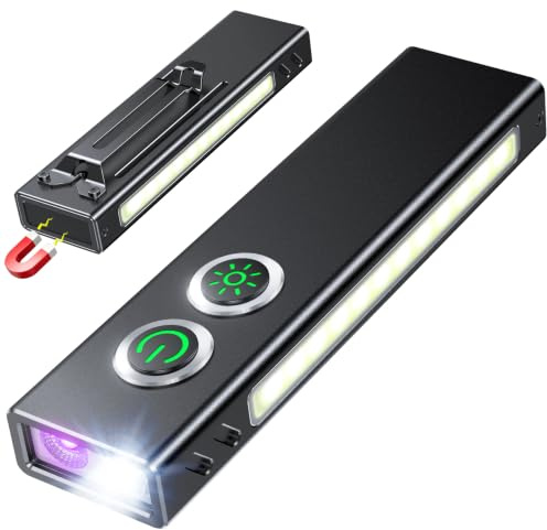 Babacom1300LM EDC Linterna Led Recargable,7 Modos (Foco/Luz Amplia/UV/Roja) | Aleación de Aluminio,Protección contra Caídas de 1,5m y IP44 Impermeable,Mini Imán y Clip para Exteriores/Emergencias/Trabajo