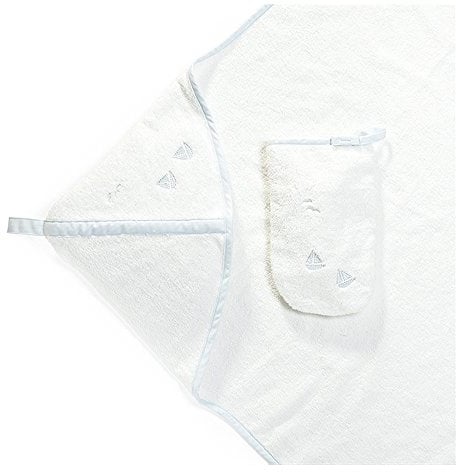 Stokke® Kapuzenbadetuch und Waschlappen aus 100% Baumwoll-Frottee - Hüllen Sie Ihr Baby warm, sanft und sicher EIN - Farbe: Blue Sea