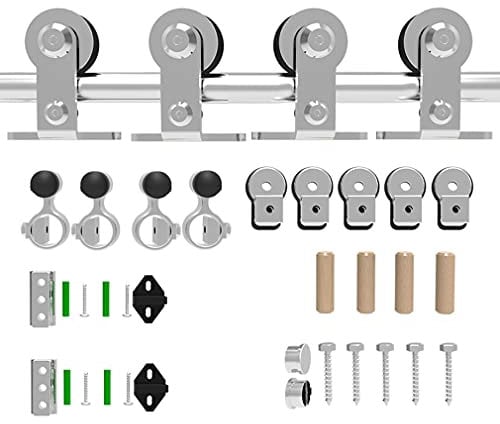 CCJH 8FT/243cm Schiebetürbeschlag Edelstahl, Schiebetürsystem Schiebetür Beschlag Schiebetürbeschlag Laufschiene Holztür Doppeltür