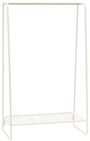 Iris Ohyama Großer Kleiderständer mit Drahtregal, 1 Ebene, Weiß, Modernes, Robuster Rahmen, rutschfest, Für Schlafzimmer, Studio, Schrank, Kleidung & Schuhe, Wäscheständer, Einfacher Aufbau, PI-B5L