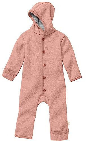 Disana WALK-OVERALL, 100% Bio-Merinowolle GOTS, IVN Best | mit Umklappbündchen | Newborn Baby Kleinkind Kind Unisex | Made in Germany | Rosé Gr. 50-56