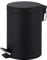 Novel Solutions Innoteck Essentials Round Colour Coated Pedal Bin 3L Dustbin Size 26x17cm for Kitchen and bathroom, Matt Black, Powder Coated Steel, 3 Litre