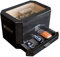 CASE ELEGANCE Großer Humidor aus schwarzem Zedernholz, Oktodor, mit digitalem Hygrometer, Befeuchtungssystem und Zubehörschublade – für 50 – 100 Zigarren