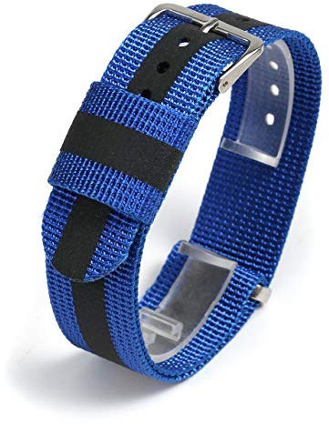 JSDDE Nylon NATO Uhrenarmband Textil Uhrenband Reflektierende Uhrband Sport Militär Ersatzarmband mit Edelstahl Dornschließe 20mm Watch Strap (Blau)