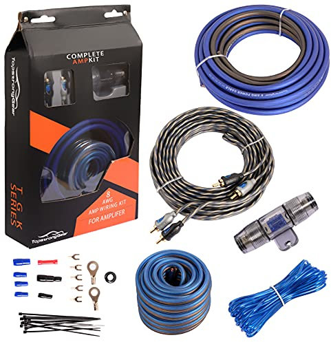 TOPSTRONGGEAR Kit completo de amplificador de calibre 8 TRUE 8 AWG para instalación de subwoofer, cables de instalación de cables