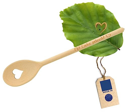 HOFMEISTER® Kochlöffel, oval, mit Motiv Herz und Spruch Mit Liebe gekocht