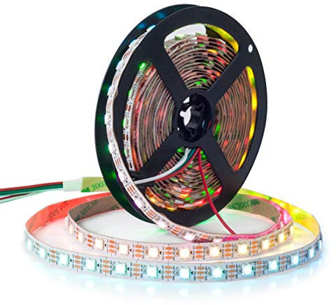 BTF-LIGHTING WS2812 ECO 5M 300 LEDs RGB Individuell adressierbar WS2812 Legierungsdraht 60Pixels/m 5050 SMD Flexibler Streifen Weiß PCB DC 5V für Heimdekoration IP30 Nicht-Wasserdicht(Nur Streifen)