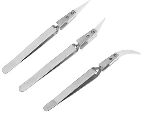 EMSea 3pcs Brucelles Électroniques Céramique Pince Esd Résistant à Chaleur Inverse pour Reconstruction de Bobines Chaudes