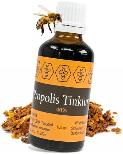 Nordbienchen Propolis Tropfen 40% - naturreine Propolis Tinktur direkt vom Imker - natürliches Rachen Spray, als Nagelserum, zum Gurgeln, bei Hautunreinheiten, uvm. Extrakt Serum 100ml