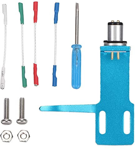 Socobeta Turntable Headshell Mount with Connecting Cable Phono Holder Cartridge Replacement Phonograph Head Holder for Turntable Phonograph Player(blue)