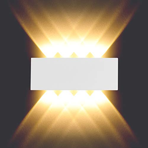 BELLALICHT 8W LED Wandleuchte Innen - Aluminium Up Down Spotlicht Wandlichter Wandlampe, IP54 Wasserdicht für Wohnzimmer Schlafzimmer Flur Treppe Warmweiß