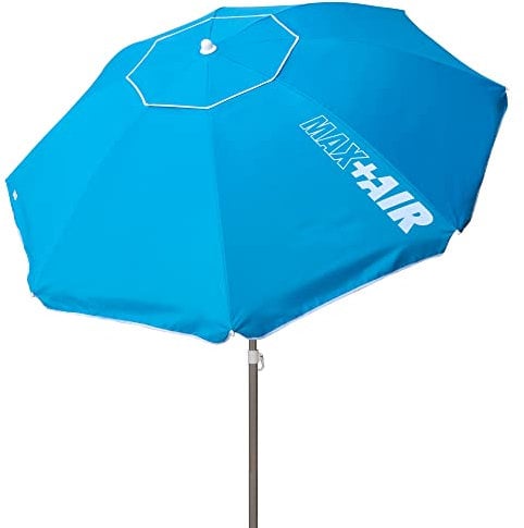 Strandschirm, Ø200 cm, blau, mit UV-Schutzfilter 50, Stock Ø28-32 mm, inkl. Tragetasche, Faltbarer Strandschirm, Aktive Beach