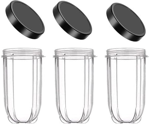 Nicoone Lot de 3 gobelets de rechange pour Magic Bullet 250 W, 473 ml, avec couvercle, compatibles avec le presse-agrumes Magic Bullet 250 W