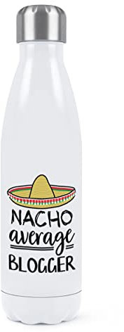 Nacho Media Blogger Doppia Parete Acqua Bottiglia Isolato Acciaio Inox SPORTS Bevande 500ml Bianco