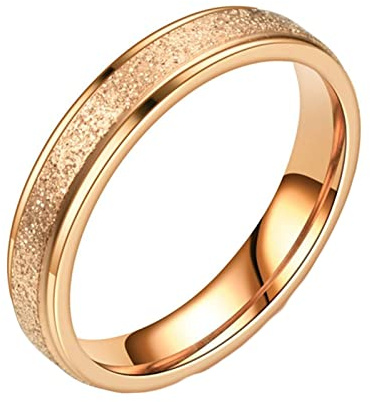 Epinki Trauringe Damen 4MM, Schwarz Bandring Damen Ringe Matt Stapelring Edelstahl Ringe für Frauen