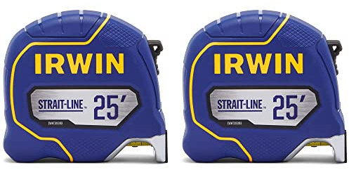 IRWIN Strait-LINE Maßband, 7,6 m, 2 Stück, inklusive Rückzugskontrolle, für alle Ihre Messbedürfnisse (IWHT39396S)