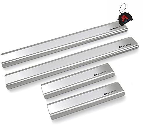Satin Baguettes de seuil en acier inoxydable pour Citroen C4 Aircross 2012-2018 5 -porte. Confort de conduite accru grâce aux plaques de seuil résistantes aux acides - Protection contre les rayures