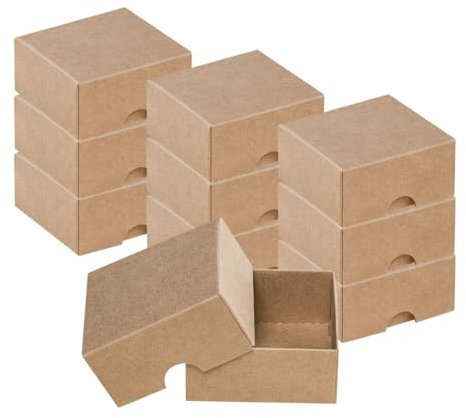 Natürlich verpacken Faltschachtel 6 x 6,5 x 3 cm, Braun, Deckel, Jade Kraftkarton - 10er Set