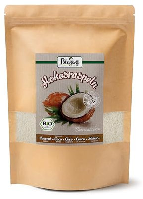 Biojoy BIO-Kokosraspeln (500 g), getrocknet und ungeröstet, Kokosflocken