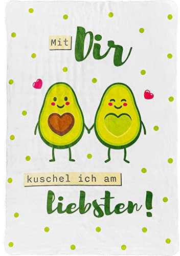 GRUSS & CO Sherpa-Decke »Avocado« | Flauschdecke, Polyester, 130 x 180 cm, Motivdruck | Geschenkidee| L7008