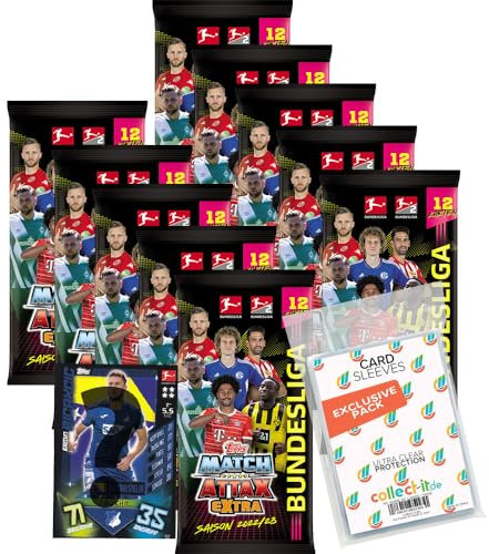 Bundle mit Match Attax EXTRA 2022/23-10 Booster + Exklusive Collect-it Hüllen