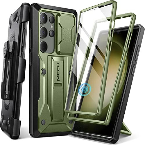 Tongate for Samsung Galaxy S23 Ultra Case, [Bulit-in Slide Camera Cover & Screen Protector] [2 Front Frame] Military Grade Shockproof S23 Ultra Phone Case with Kickstand & Belt-Clip 6.8, Green