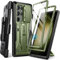 Tongate Funda para Samsung Galaxy S23 Ultra 5G, [Cubierta Deslizante incorporada para la cámara y Protector de Pantalla] [2 Marcos Frontales] Resistente a Golpes de Grado Militar con Soporte, Verde