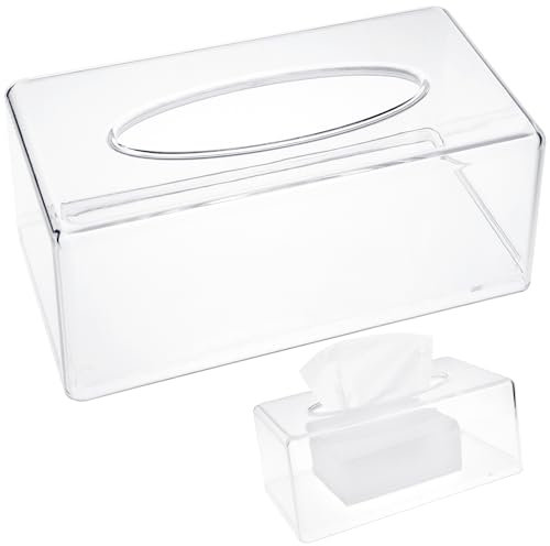 INHEMING Scatole Porta Fazzoletti Rettangolare in Acrilico, Trasparente Scatola Porta Salviette per Bagno, Scrivania, Controsoffitti, Vanità, Camera da Letto, Comodini