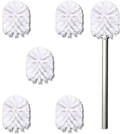 YKKJ 1 X Cepillo para Inodoro + 5 X WC Cabeza de Cepillo，Cepillo de Repuesto Cepillo de Inodoro Set de Inodoro.