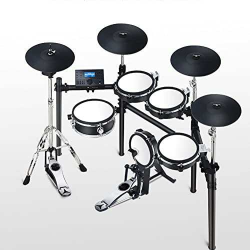 HDYNUZ Elektrisches Schlagzeug-Set, 5 Trommeln, 4 Becken, Mesh-Drum-Pads, elektrisches Schlagzeug für den Beruf mit Drum Throne, Sticks, Kopfhörer und Audiokabel im Lieferumfang enthalten