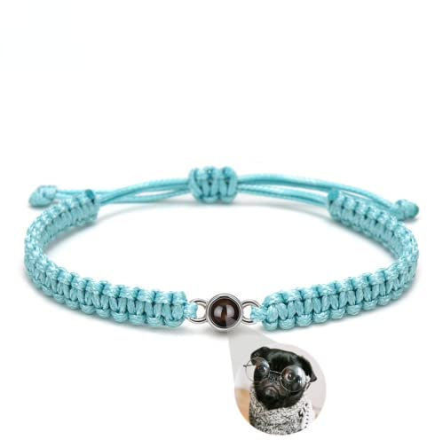 jifu Projektion Armband mit Foto, Maßgeschneidertes Armband mit Bild im Stein, Personalisiertes Projektionsarmband mit Foto für Damen und Herren (Blue SR, One Size)