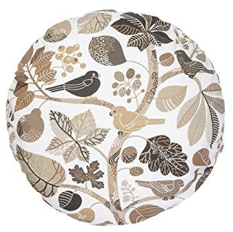 beties Zauberwald Kissenhülle Bezug ca. Ø40 cm rund hochwertig & angenehm aus 100% Baumwolle (Taupe)