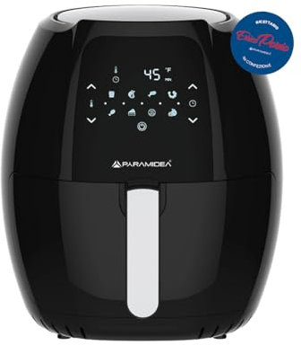 PYRAMIDEA Friggitrice ad Aria 8 L Display Digitale con Dispenser Spray Olio e Ricettario di Enrico Porzio colore Nero AF810B