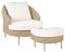 Beliani Fauteuil de Jardin avec Ottoman Repose Pieds en Rotin PE Couleur Naturelle Arcille
