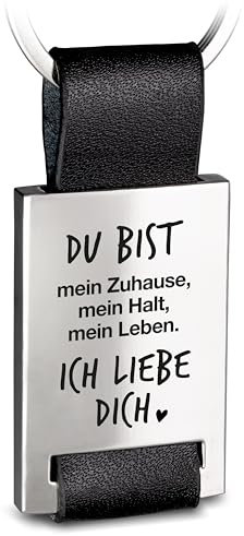 FABACH Liebe Schlüsselanhänger mit Gravur aus Leder - Ich liebe dich Schlüsselanhänger für Partner - Freundin Geschenk Liebe Freund -Paare Schlüsselanhänger Liebe - Du bist mein Zuhause