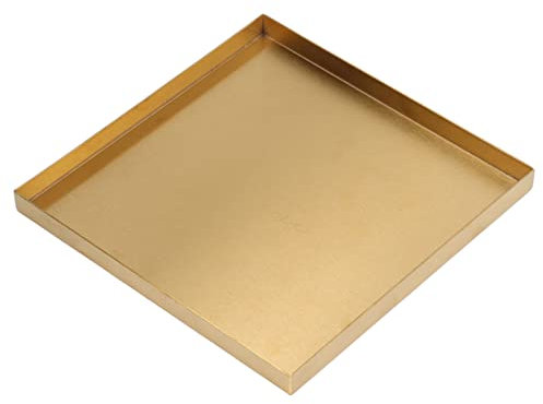 Bandeja Decorativa Dorada, 8 x 8 Pulgadas Bandejas Cuadradas de Acero Inoxidable para Servir, Plato de Joyería Bandeja de Tocador de Baño Bandeja Organizadora de Almacenamiento